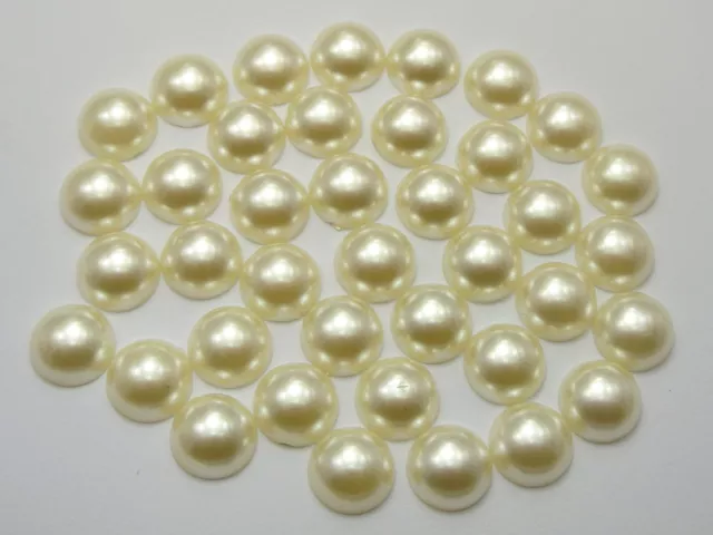 100 Ivory Acrylic Half Pearl Flatback Round Bead 12mm Scrapbook Craft 2