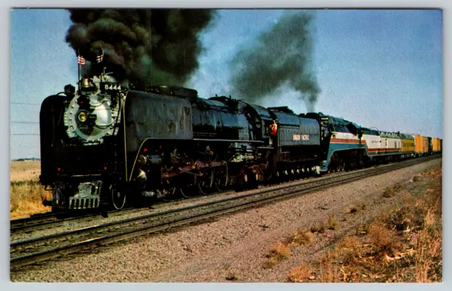 c1960s Union Pacific Railroad Train Locomotive 8444 4449 Vintage Postcard