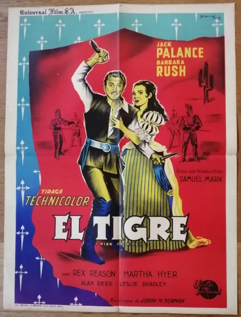 EL TIGRE jack palance barbara rush affiche cinema originale 80x60 '55
