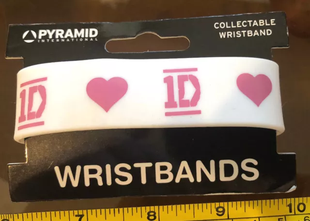 Wristband 1D One Direction Bracelet White Pink Rubber Official New Heart