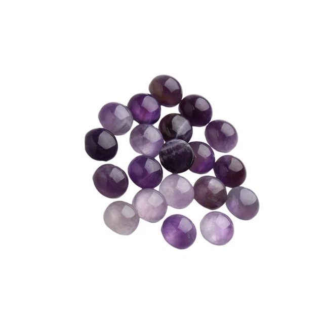 20 Pcs Natural Gemstone Beads Flat Back Cabochons Purple Ornament