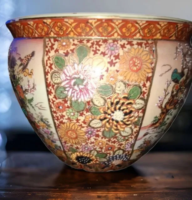 Gorgeous Large Old Antique Asian Chinese Porcelain Fish Bowl Famille Planter Koi 3