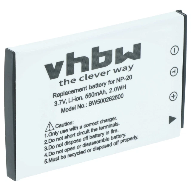 Vhbw 2 Batterie Compatibili Con Casio Exilim NP-60 | 550mAh 3,6V Li-Ion | Per Modelli EX-Z29, EX-FS10, EX-S12, EX-Z80 E Altri
