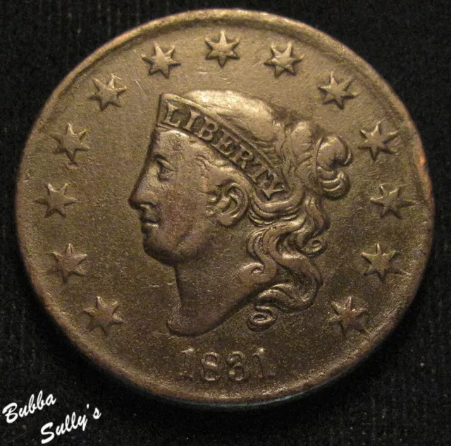 1831 Coronet Head Large Cent F Details