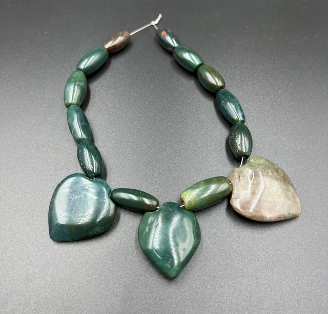 Vintage Trade Old Antique Late 18 Century Aventurine Jade Nephrite Bead Necklace