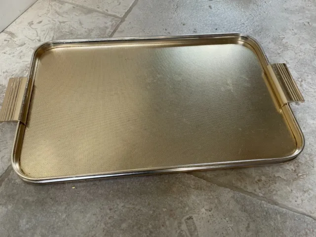 Vintage ~   Woodmet Gold Coloured Metal Cocktail Tray 1950s Made In England