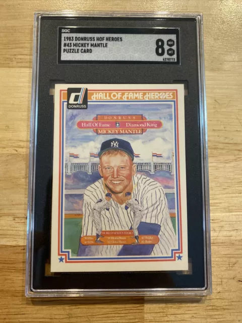 Mickey Mantle SGC 8 Donruss Puzzle Collector Card HIGH-END Yankees Man Cave 1983 2