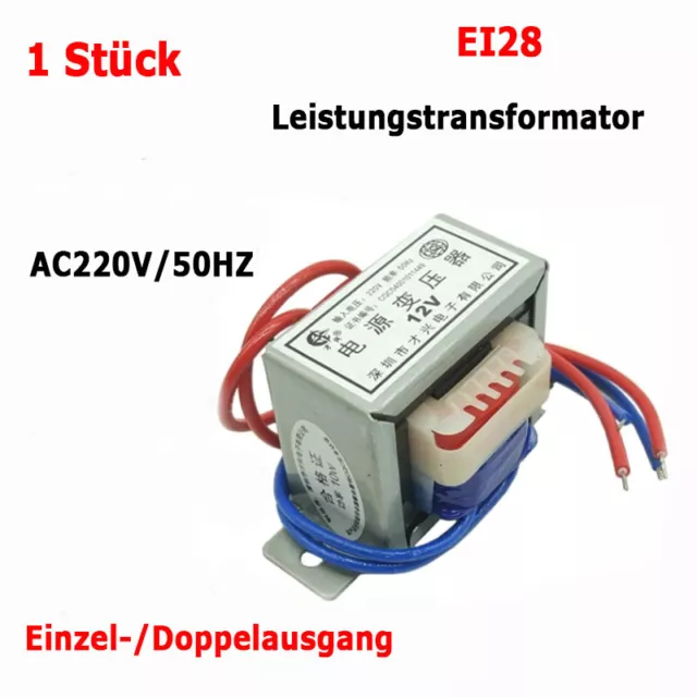 1x EI28 1W Leistungstransformator 6/9/12/15/18/24V AC 220V Einzel-/Doppelausgang