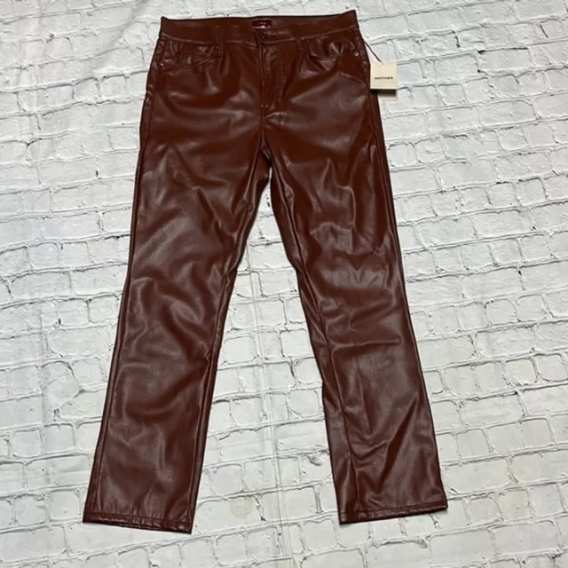 NWT Mother The Dazzler Faux Leather Ankle Straight Leg Pants