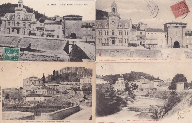 Lot de 4 cartes postales anciennes postcards CHABEUIL DRÔME 4