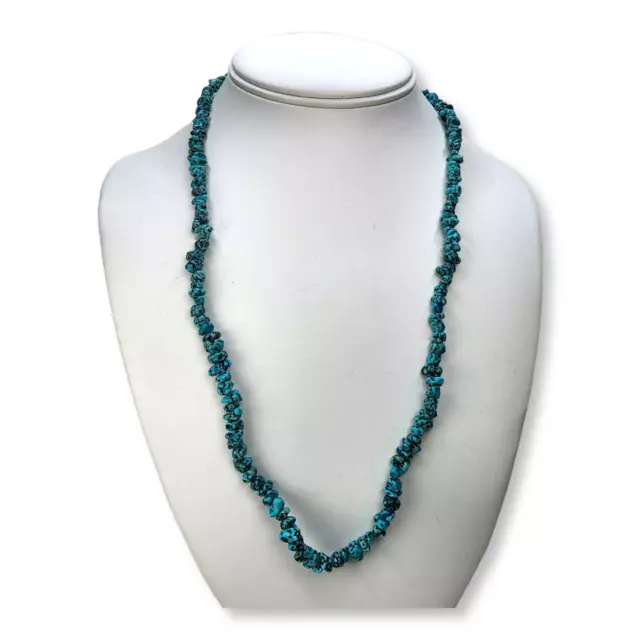 Vintage Southwestern Turquoise Nugget Necklace 23 Inches Single Strand