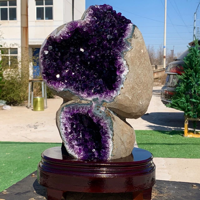25.82LB Natural Amethyst geode quartz cluster crystal specimen Healing+STAND