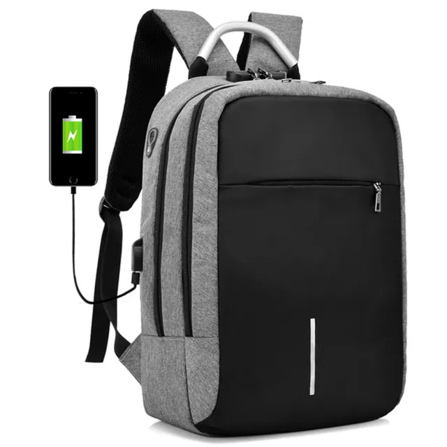 USB Charging Port Unisex Anti-Theft Backpack Laptop Travel Large School Bag