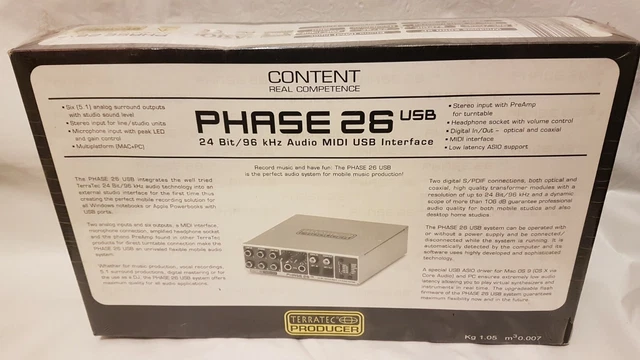 Terratec Phase 26 Usb Drivers Windows 7 TERRATEC PRODUCER PHASE 26 24BIT/96 kHz AUDIO MIDI USB INTERFACE