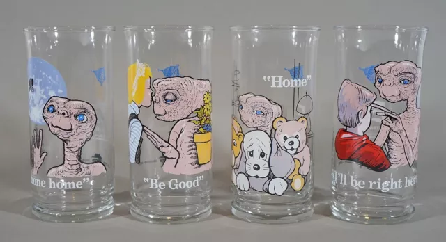Vintage 1982 Pizza Hut E.T.  The Extra-Terrestrial Set of 4 Collector Glasses