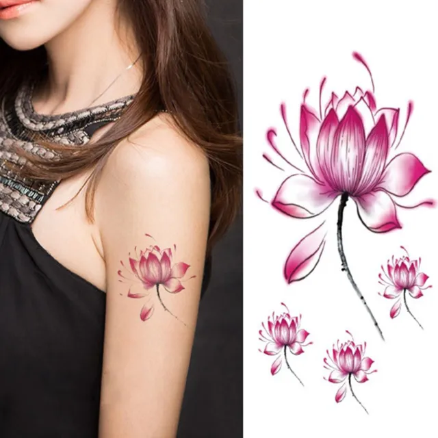 Waterproof Lotus Flower Tattoo Stickers Floral Pattern Temporary Body ArtL-EL
