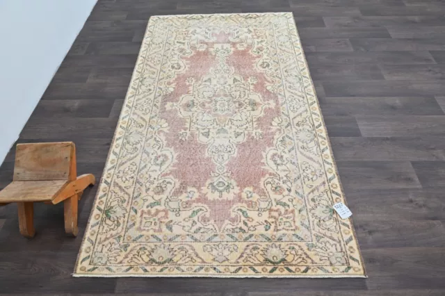 Oushak Turkish Vintage Rug 4x7 Kilim Rug Anatolian Handmade Boho Decor BEIGE