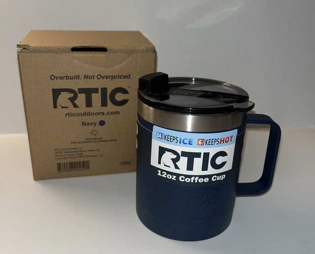 Coffee Mug w Handle, 12 Oz, Graphite, Portable Travel Thermal Camping Cup Navy