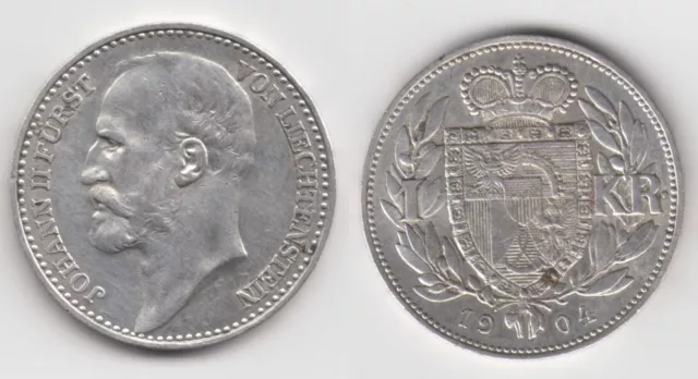 1 Krone 1904 - Johann II- Liechtenstein- Silber