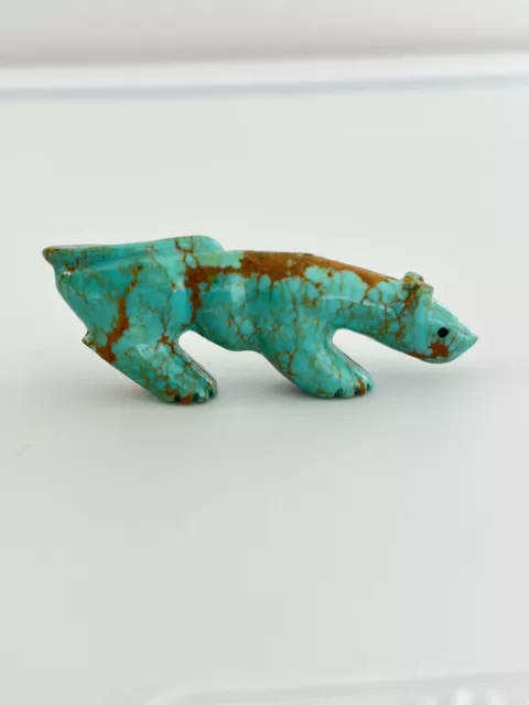 Mountain Lion Turquoise Zuni Fetish Carving - Andres Quandelacy