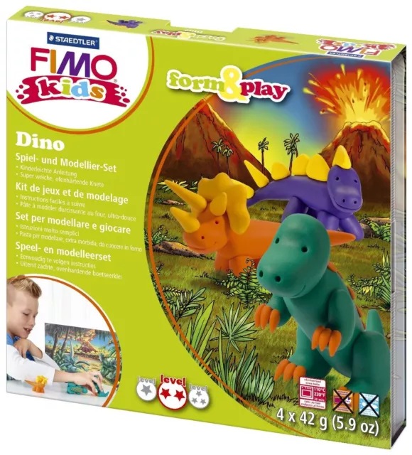 Modelliermasse FIMO® Kids Materialpackung Form & Play "Dino", 4 x 42 g , 1 St.