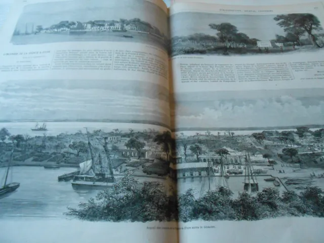 Grande Gravure 1871 - L'incendie de Point a Pitre Guadeloupe
