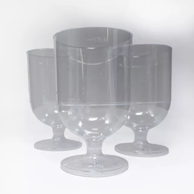 Clear Plastic Wine Glasses 125ml & 175ml One Piece Disposable Recyclable Glass