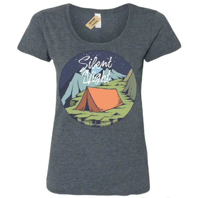 SIlent Night T-Shirt camp tent camping Womens Ladies Scoop