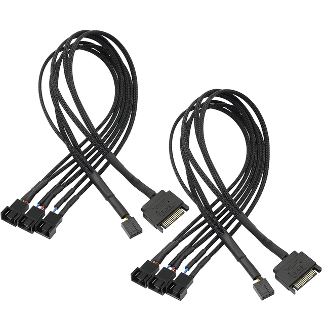 SATA to 3 Pin 4 Pin PWM Fan Adapter Splitter Hub for 12V Desktop Comp...