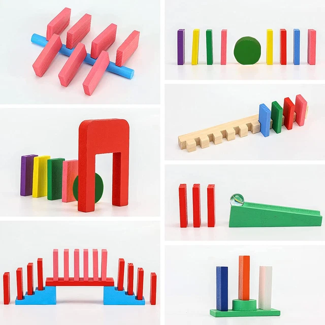 18pcs Kreative Dominosteine Straßensperre Set Aus Holz Baustein Spiel Spielzeug