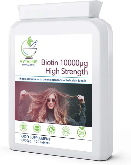 HealthyNaturally Biotin 10,000 Mcg (500 Tablets) For Hair Growth, Skin, Strong Nails, Biotin 10mg