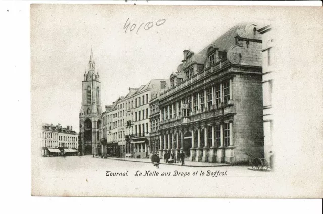 CPA-Carte Postale -Belgique-Tournai La Halle au Draps et le Beffroi début 1900