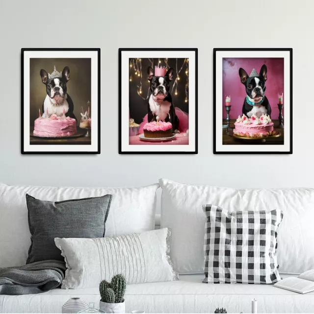 Boston Terrier - Set Of All 3 Poster Art Prints Picture Wall Home Gift Pet Dog