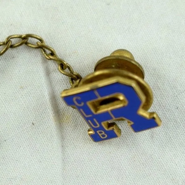 1930's-40's Republican Club Men's Blue Enamel Tie Tack w/Chain Politcal Original