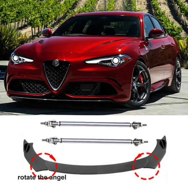 CARBON FIBER FRONT Bumper Lip Spoiler Splitter+ Strut Rods For Alfa