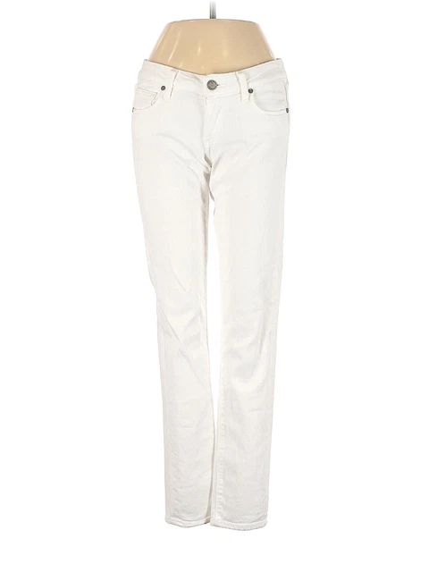 PAIGE Skyline Mid Rise Skinny Peg Jeans in Crisp White Womens Size 24