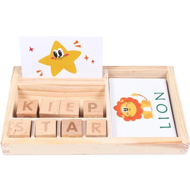 Wooden Spelling Words  Matching Letter  Alphabet Learning  S1N9