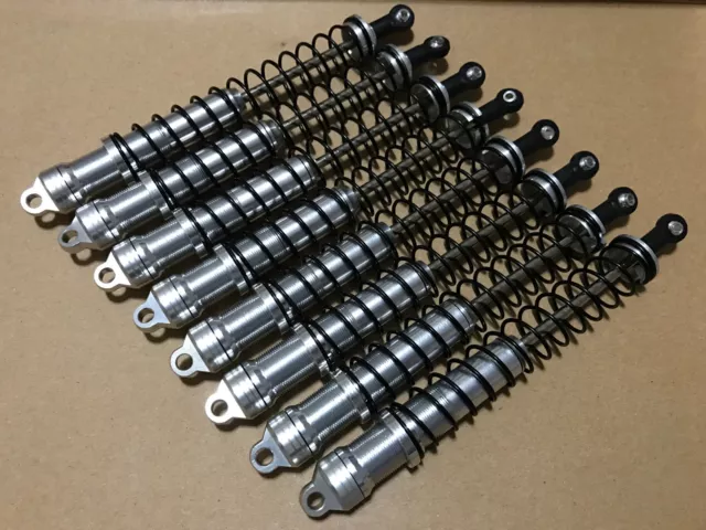 1/8 Savage X, XL 21 & 25 4.6 SS 8 ALUMINUM SHOCKS W/4mm JC005Silver