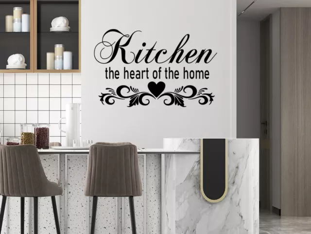 Wall Art Sticker The Kitchen Is The Heart Home Decals Kitchen Quote Ornamemt DIY