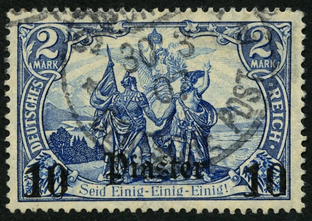 DP TÜRKEI 45 o, 1906, 10 Pia. auf 2 M., mit Wz., Pracht, Mi. 60.-