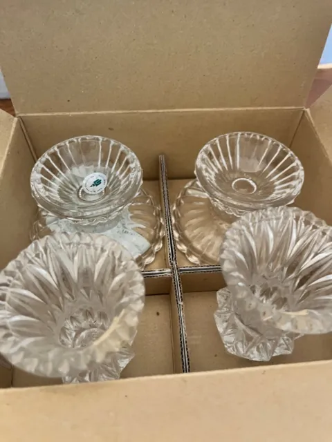 Vintage /PARTYLITE /Quilted Crystal Pair Of Candleholders NEW In BOX  P9246