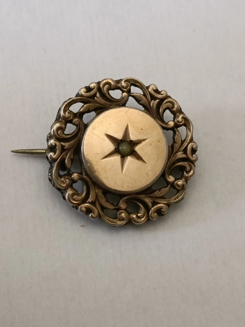 Ancienne Broche Argent Massif Vermeil Bijoux Vintage 2,8 g - 23 mm