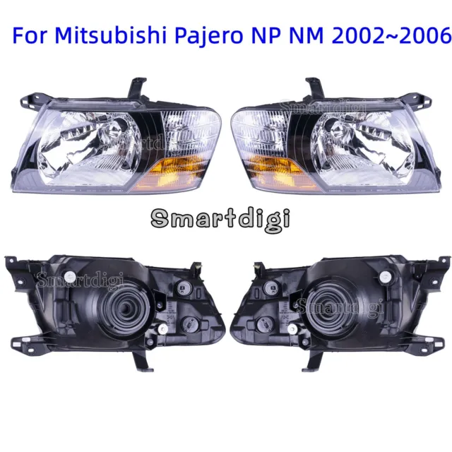 Pair HeadLight Front Lamp Fit For 2002~2006 Mitsubishi Pajero NP NM SUV AU