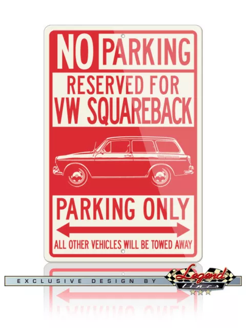 Volkswagen VW Type 3 Squareback 1961 Reserved Parking Only 8x12 Aluminum Sign