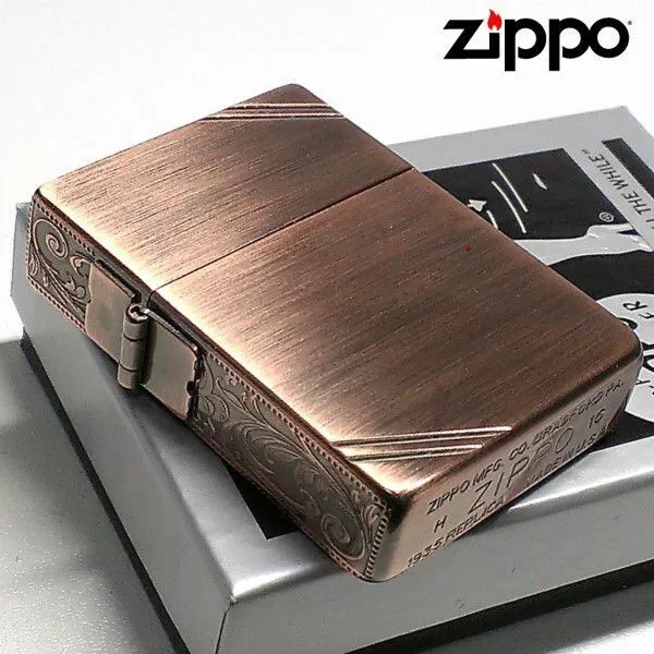 Zippo Oil Lighter 1935 Reprint Replica Copper 3 Sides Arabesque Japan New
