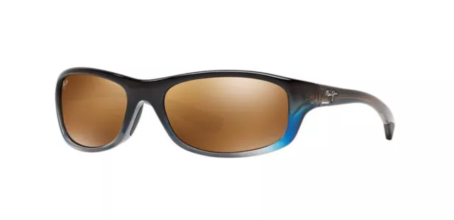 New MAUI JIM Kipahulu MJ279-03F 59mm Blue Wrap Mirror Polarized Sunglasses Italy