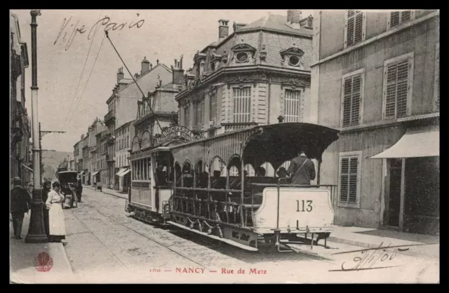 NANCY Meurthe Moselle FRANCE METZ ST Signs Cigars Papers, Streetcar, People 1905