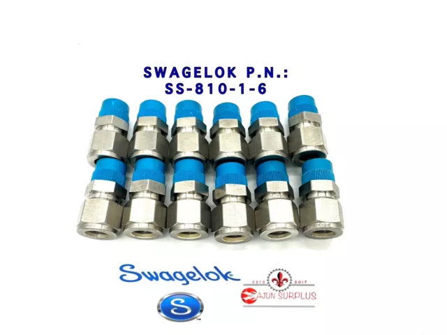 Qty:12 ~New~ Swagelok P.n.: Ss-810-1-6, 1/2” Tube X 3/8” Mnpt, Ss-316 Connector!