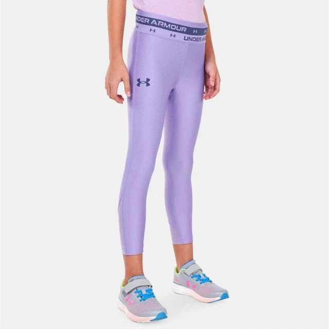 L Under Armour Girls Purple HeatGear Armour Ankle Active Crop Leggings NWT M