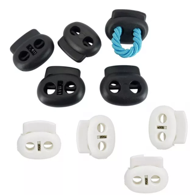 Cord Lock Toggle Stopper Clip Clamp Plastic Drawstring Buckle Spring Loaded UK 3